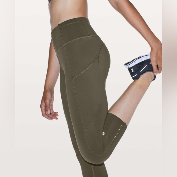 Lululemon Fast & Free Crop II Tight Pant Legging Nulux 19” – Dark Olive – Size 6 - Picture 1 of 9